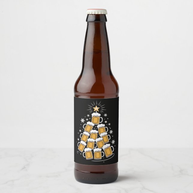 Étiquette Pour Bouteilles De Bière Funny Beer Christmas Tree Holiday Drinking (Devant)
