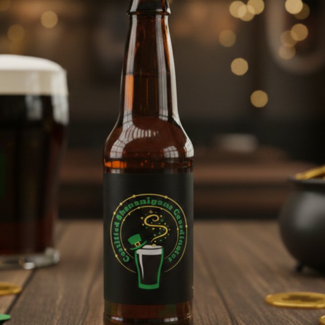Étiquette Pour Bouteilles De Bière Funny St Patricks Day Shenanigans Beer Label (Créateur téléchargé)