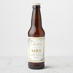 Étiquette Pour Bouteilles De Bière Futur mariage élégant blanc floral Mme Shower