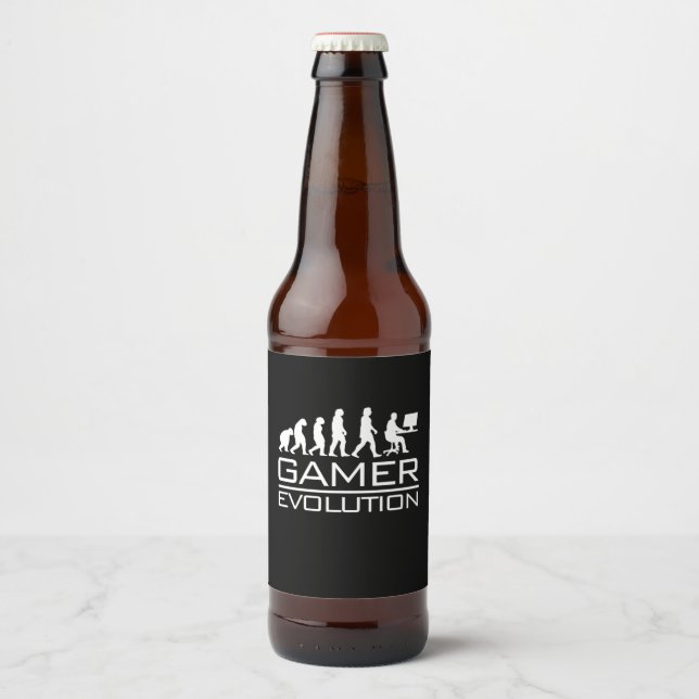 Étiquette Pour Bouteilles De Bière Gamer Gift | Évolution des gamers (Devant)