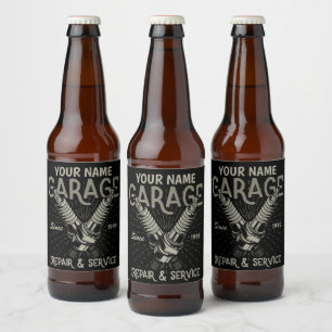 Étiquette Pour Bouteilles De Bière Garage de mécanicien automobile personnalisé Retro