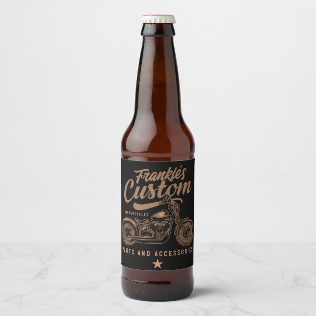Étiquette Pour Bouteilles De Bière Garage de moto personnalisé pour motard Bobber (Devant)