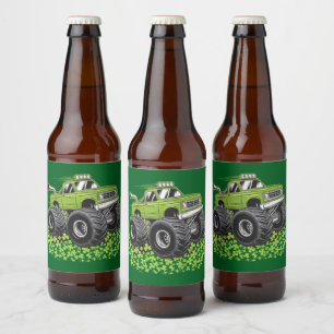 Étiquette Pour Bouteilles De Bière Garçon Saint-Patrick Bébé Camion Monstre Chanceux