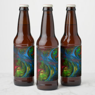 Étiquette Pour Bouteilles De Bière Genèse Bleu Art Abstrait