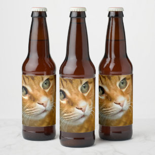 Étiquette Pour Bouteilles De Bière Gingembre adorable Tabby Chat Poster Portrait anim