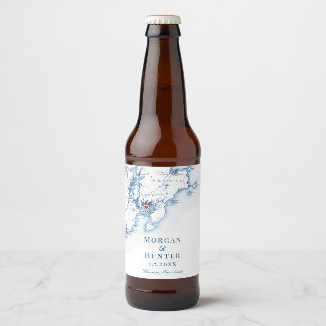Étiquette Pour Bouteilles De Bière Gloucester MA Destination Mariage élégant (Devant)