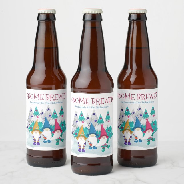 Étiquette Pour Bouteilles De Bière Gnome Brûlé Fun Personnalisé Accueil Brew Noël (Bouteilles)