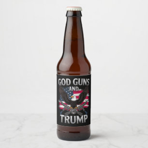 Étiquette Pour Bouteilles De Bière God Guns Et Trump Eagle Drapeau Américain Vintage