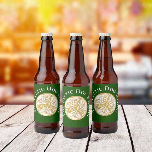 Étiquette Pour Bouteilles De Bière Gold Celtic Dog Trio Custom Classic (Créateur téléchargé)