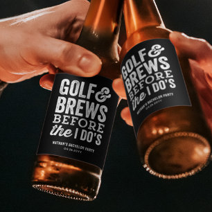 Étiquette Pour Bouteilles De Bière Golf et bières avant la fête d'enterrement de vie