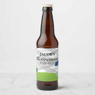 Étiquette Pour Bouteilles De Bière Golf, partie de retraite grise de plaid
