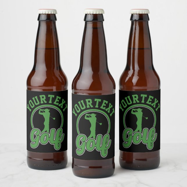 Étiquette Pour Bouteilles De Bière Golf personnalisé AJOUTER NOM Retro Pro Golfer Swi (Bouteilles)