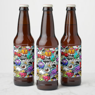 Étiquette Pour Bouteilles De Bière Graffiti Art Fruits et Légumes
