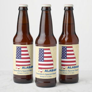 ÉTIQUETTE POUR BOUTEILLES DE BIÈRE GRAND MONOGRAM D'ÉTAT AMÉRICAIN ALABAMA