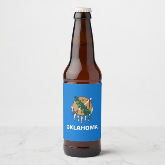 Étiquette Pour Bouteilles De Bière Graphique Drapeau de l'état de l'Oklahoma dynamiqu (Devant)