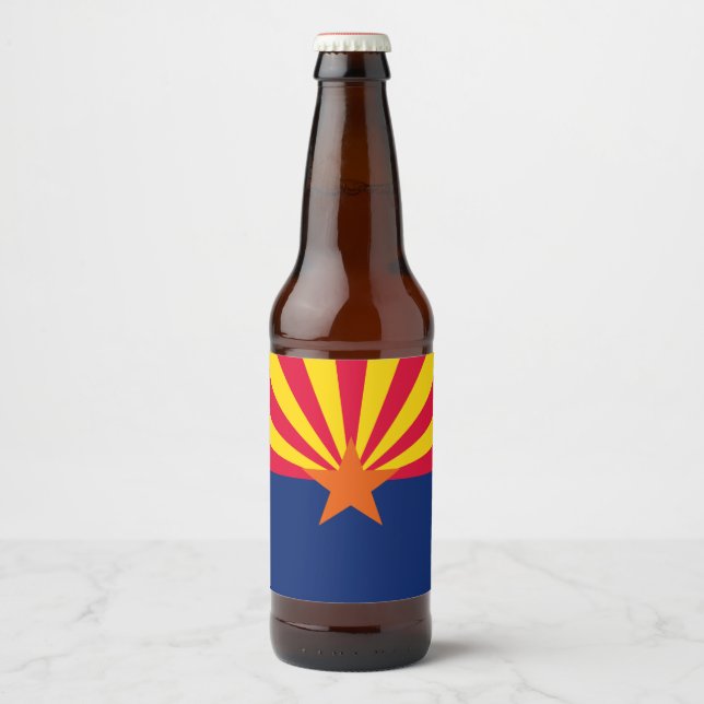 Étiquette Pour Bouteilles De Bière Graphique Drapeau dynamique de l'état de l'Arizona (Devant)