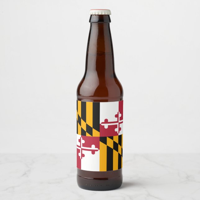Étiquette Pour Bouteilles De Bière Graphique du drapeau de l'état dynamique du Maryla (Devant)