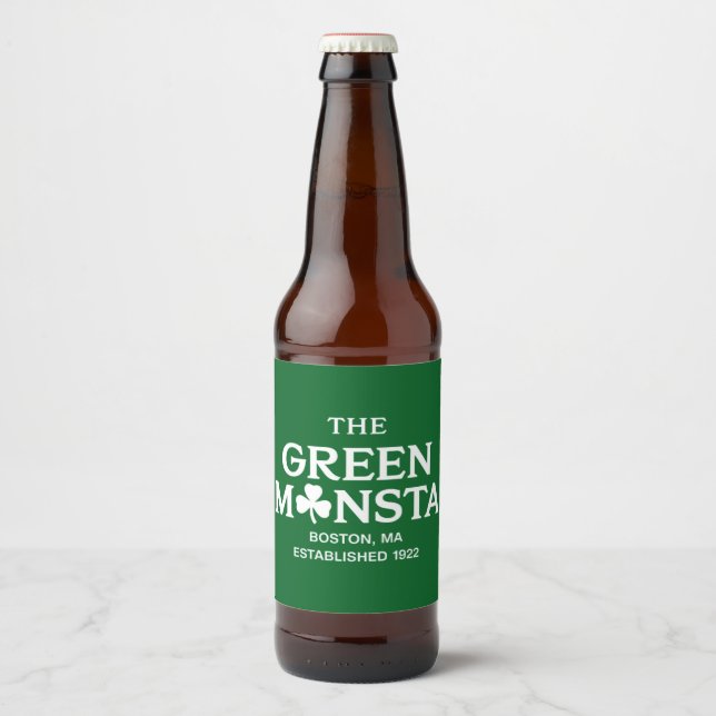 Étiquette Pour Bouteilles De Bière Green Monsta Boston Green Monstah cadeau de baseba (Devant)