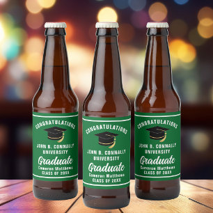 Étiquette Pour Bouteilles De Bière Green White Graduate Custom Graduate Party