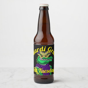 Étiquette Pour Bouteilles De Bière Gros alligator de partie de mardi de mardi gras