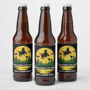 Étiquette Pour Bouteilles De Bière Halloween Caution Sorcière Traversée Flying Broo