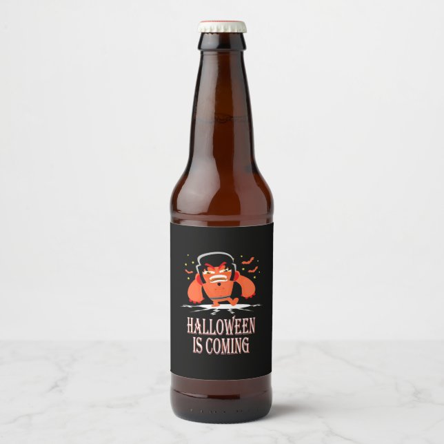 Étiquette Pour Bouteilles De Bière Halloween est à venir (Devant)