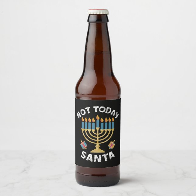 Étiquette Pour Bouteilles De Bière Hanoukka pas aujourd'hui Père Noël juif Chanoukah (Devant)