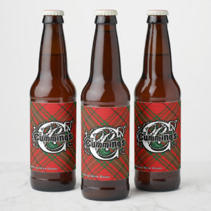 Étiquette Pour Bouteilles De Bière Happy Scotsman Clan Cumming Red Tartan Monogramme