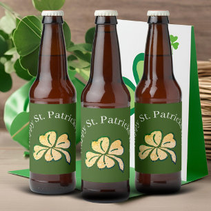 Étiquette Pour Bouteilles De Bière Happy St. Patrick`s Day Shamrock Clover