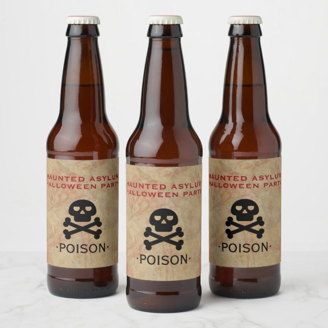 Étiquette Pour Bouteilles De Bière Hauned Asylum Halloween Parti Poison (Bouteilles)