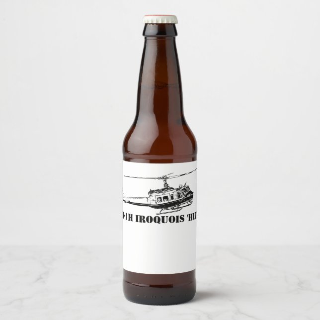 Étiquette Pour Bouteilles De Bière Hélicoptère Iroquois UH-1H (Devant)