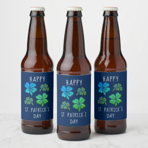 Étiquette Pour Bouteilles De Bière Heureux Shamrock Clover Joyeux Saint Patrick's day