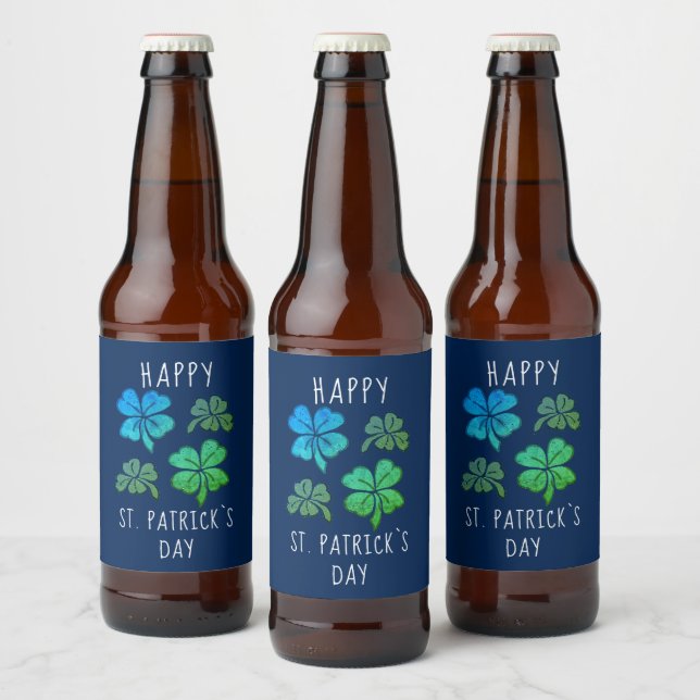 Étiquette Pour Bouteilles De Bière Heureux Shamrock Clover Joyeux Saint Patrick's day (Bouteilles)