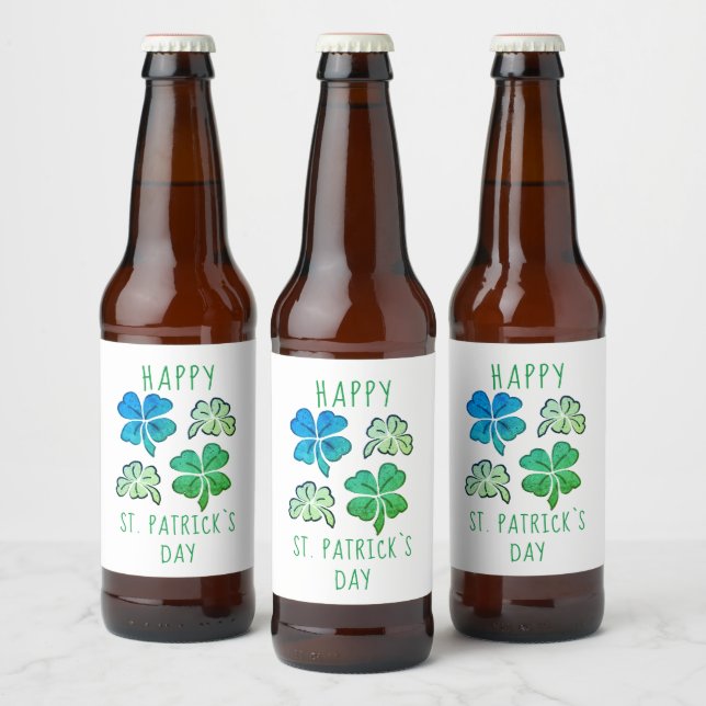 Étiquette Pour Bouteilles De Bière Heureux Shamrock Clover Joyeux Saint Patrick's day (Bouteilles)
