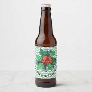 Étiquette Pour Bouteilles De Bière Holly Berries sur Chevron