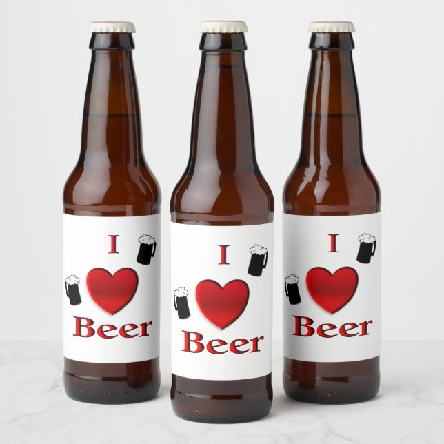 Étiquette Pour Bouteilles De Bière I Heart Beer Design (Bouteilles)