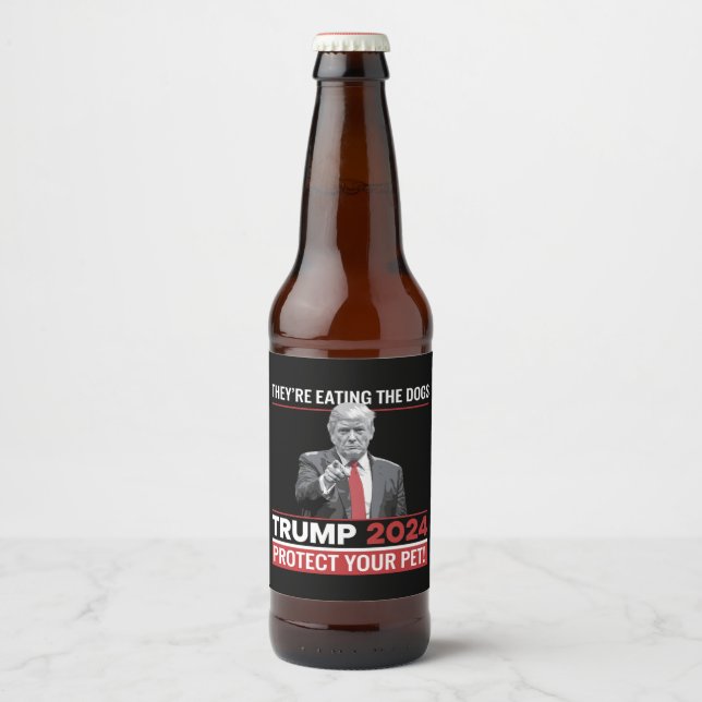 Étiquette Pour Bouteilles De Bière Ils mangent le débat Trump 2024 sur les chiens (Devant)