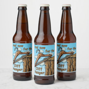 Étiquette Pour Bouteilles De Bière Image amusante de Cliff Hanger avec jeu de mots lu