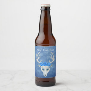 Étiquette Pour Bouteilles De Bière Imaginaire Blanc Tête de cerf Mystérieux Visage Bl