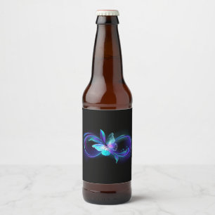 Étiquette Pour Bouteilles De Bière Infinité brillante avec papillon magique