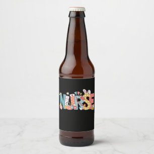 Étiquette Pour Bouteilles De Bière Infirmière de Pâques Stéthoscope Lapin Œufs