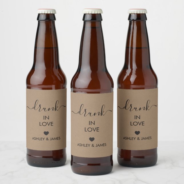 Étiquette Pour Bouteilles De Bière Ivre d'amour, liqueur de mariage, Alcool,  (Bouteilles)
