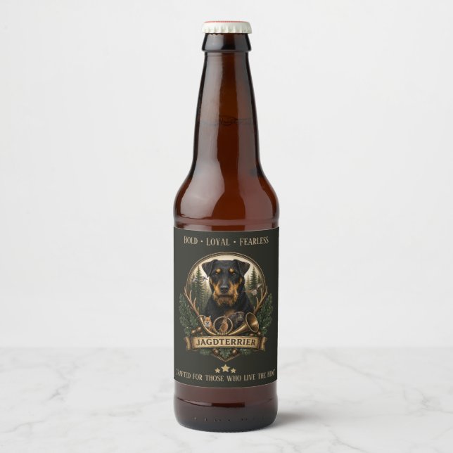 Étiquette Pour Bouteilles De Bière Jagdterrier ,  Logo de chasse (Devant)