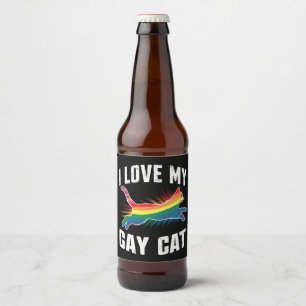 Étiquette Pour Bouteilles De Bière J'Aime Mon Chat Gay Funny Rainbow Pride Lgbt