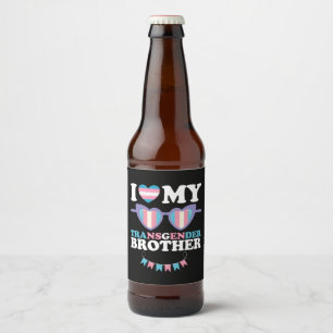 Étiquette Pour Bouteilles De Bière J'aime mon frère transgenre famille Trans LGBTQ