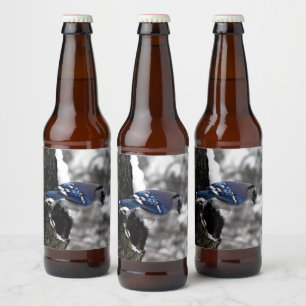 Étiquette Pour Bouteilles De Bière Jay bleu hiver