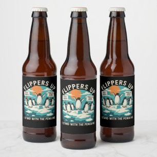 Étiquette Pour Bouteilles De Bière Je me dresse avec les manchots drôle de résistance