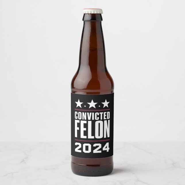Étiquette Pour Bouteilles De Bière Je vote pour le condamné Felon Pro Trump 2024 (Devant)
