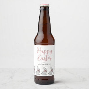 Étiquette Pour Bouteilles De Bière Joli Lapin Rose Joyeuses Pâques