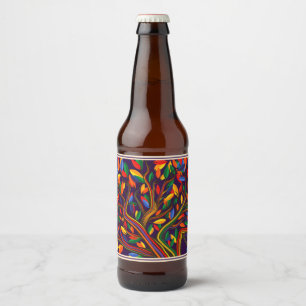 Étiquette Pour Bouteilles De Bière Jolie automne Arbre arc-en-ciel violet automne Tha